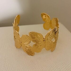 Gold Plated Butterfly Cuff Bracelet